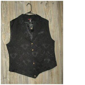 VATPAVE Mens New Victorian Suit Vest Steampunk Gothic Waistcoat Sz XL Black